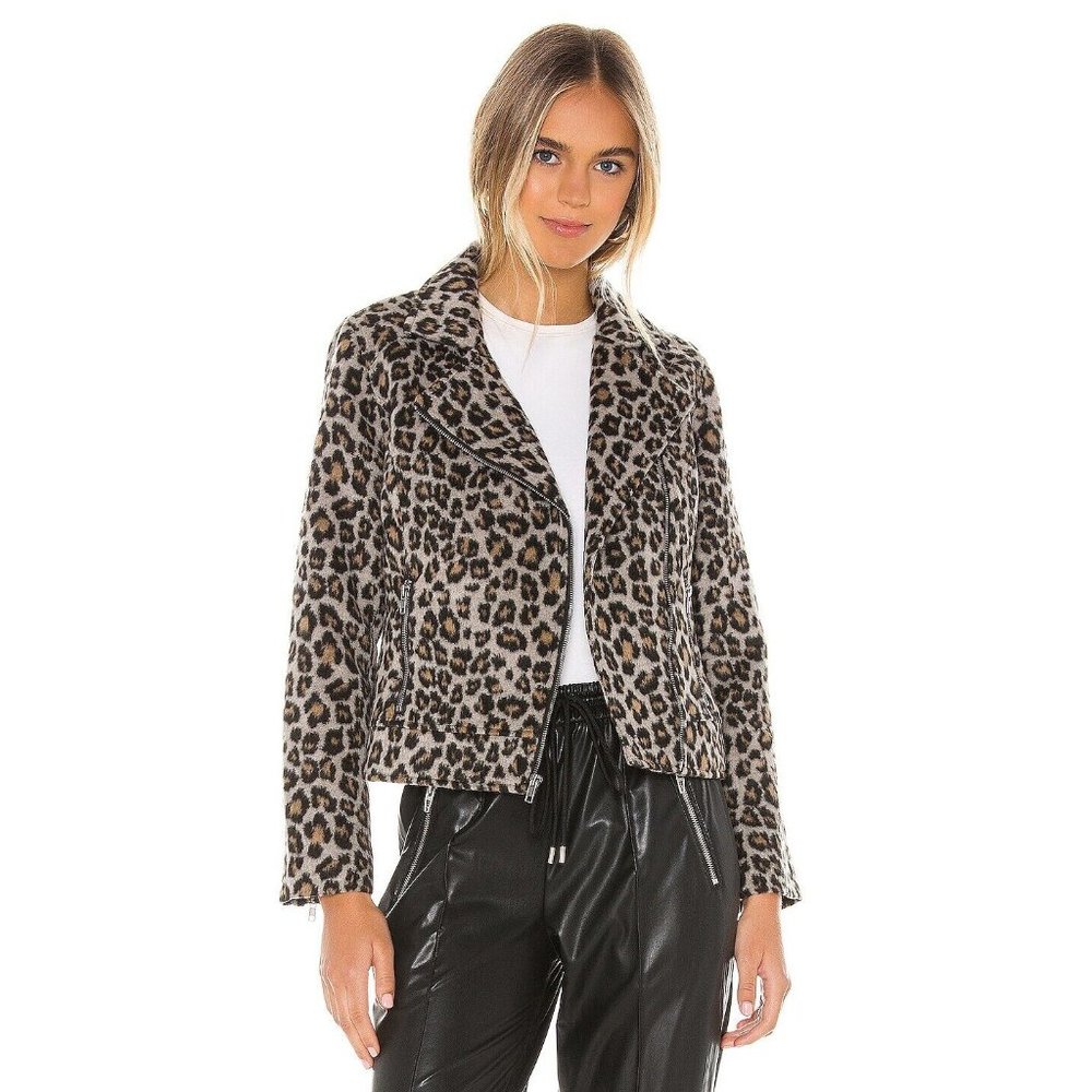 NWT CUPCAKES &‎ CASHMERE Margaux Leopard Moto Biker Jacket sz.Large
